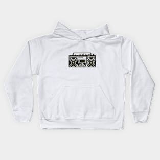 A Line art of a Boombox Kids Hoodie